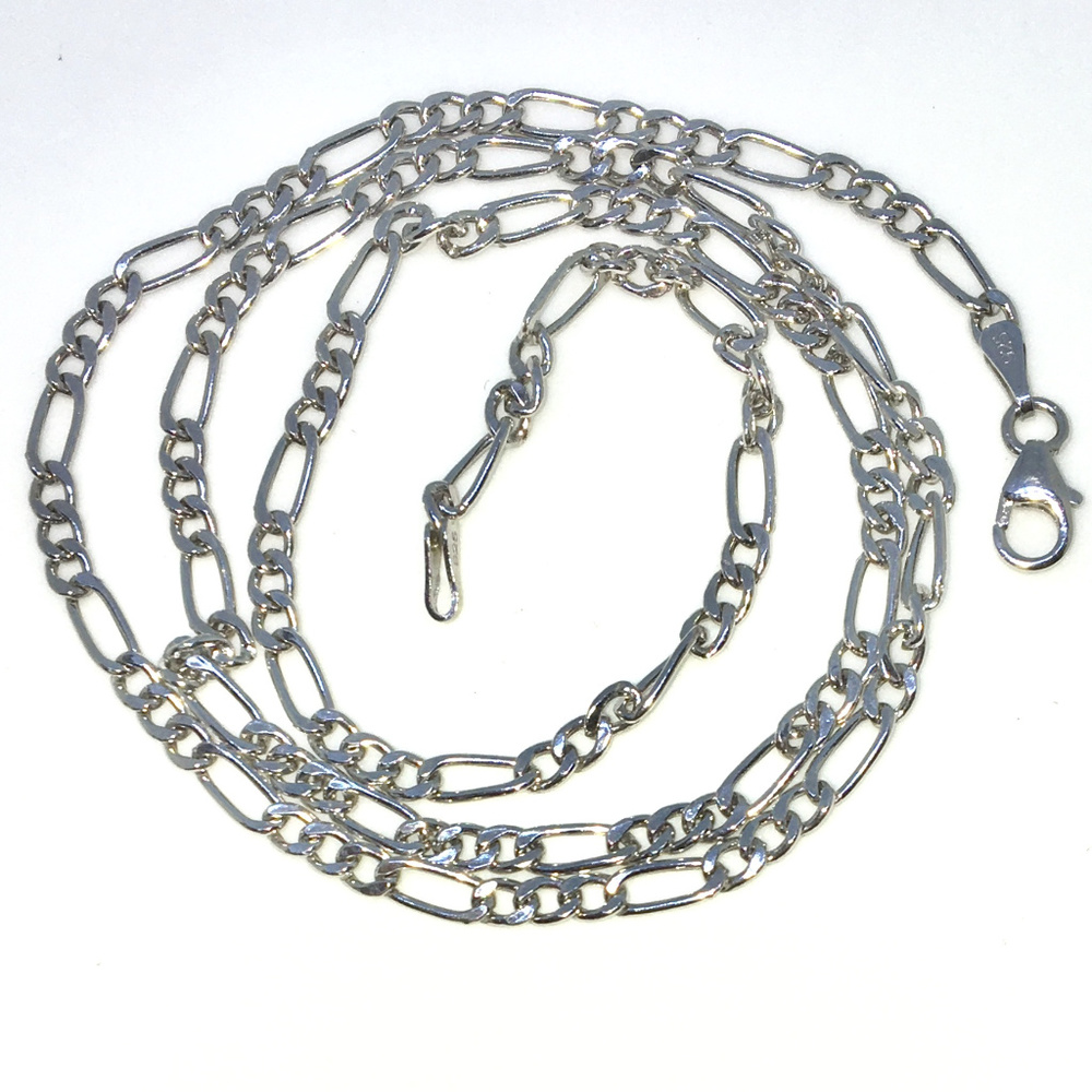 white gold on silver plain Figaro Chain Necklace